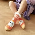 thumbnail image 2 of MZXELPRJD No Show Socks Womens Christmas Cartoon Floor Socks Thicken Warm Non-slip Sleeping Socks Slippers Socks, Crew Socks for Women Orange, 2 of 3
