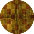thumbnail image 1 of Ahgly Company Machine Washable Indoor Round Checkered Yellow Modern Area Rugs, 6' Round, 1 of 4