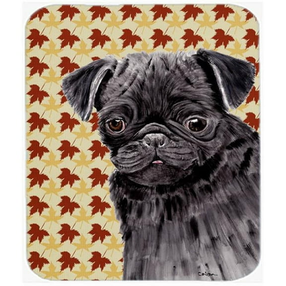 Pug Black Fall Leaves Portrait Mouse Pad, Hot Pad Or Trivet