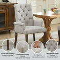 thumbnail image 6 of PAPROOS Upholstered Dining Chairs Set of 4, Chenille Fabric Tufted Dining Room Chair with Curved Solid Wood Legs, Modern Accent Dining Chair with Arm, Armchair for Kitchen, Living Room, Beige, 6 of 11