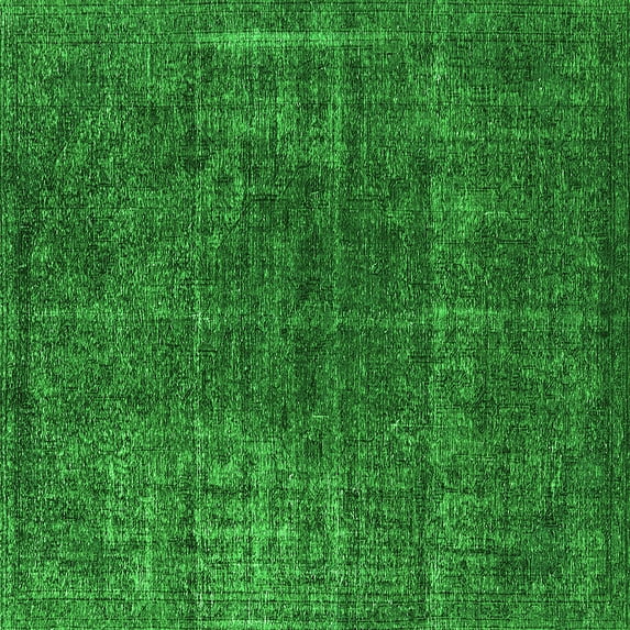 Ahgly Company Indoor Square Oriental Green Industrial Area Rugs, 6' Square