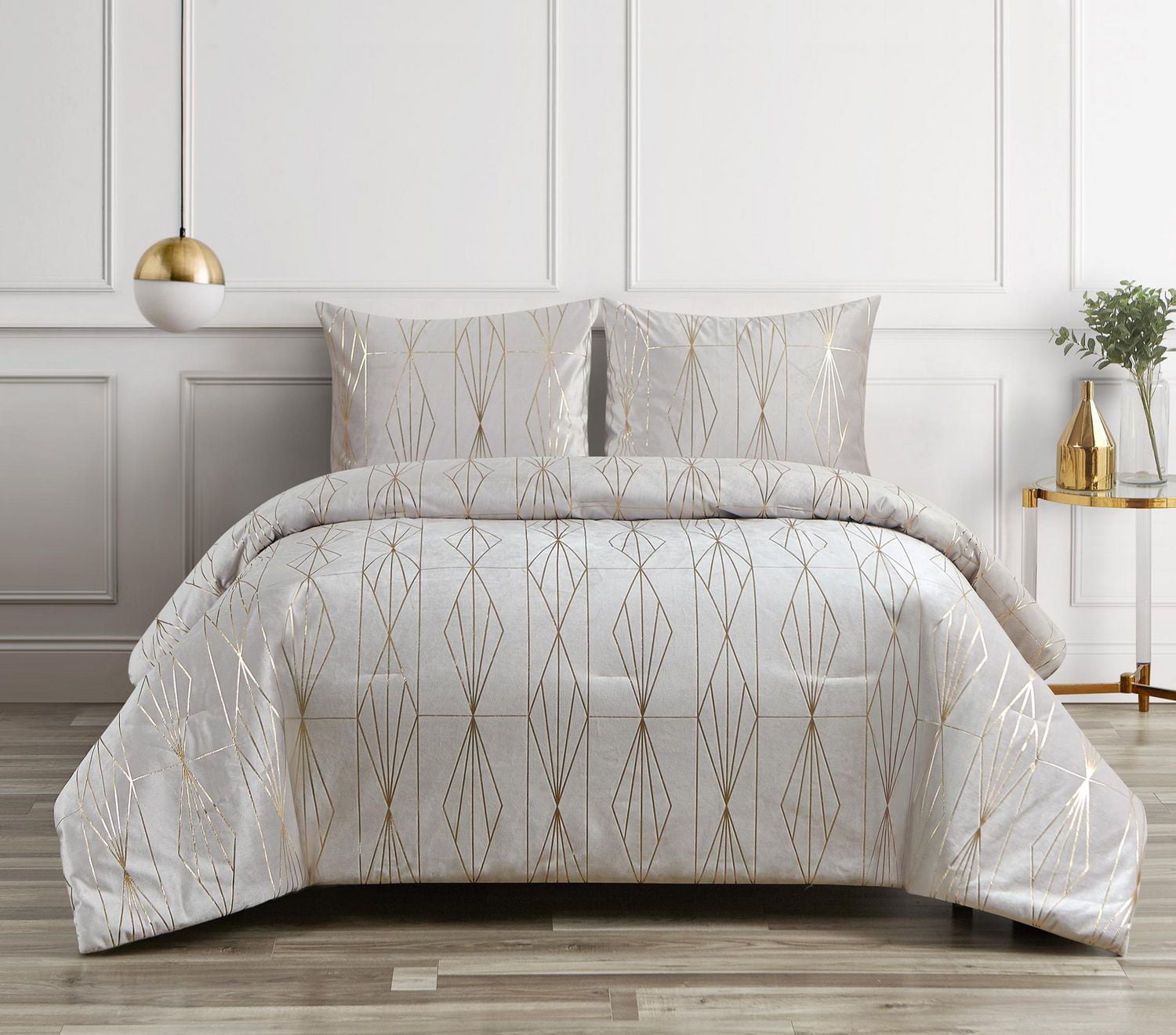 Ensemble d'édredon 3 pièces en velours Gatsby de Beco Home