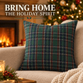 thumbnail image 6 of Christmas Tartan Plaid Throw Pillow, Holiday Decor Cushion for Sofa, Couch, Bed, Living Room, Bedroom, Porch, Office and Festive Fall Winter Home Decoration​, Green, 6 of 7