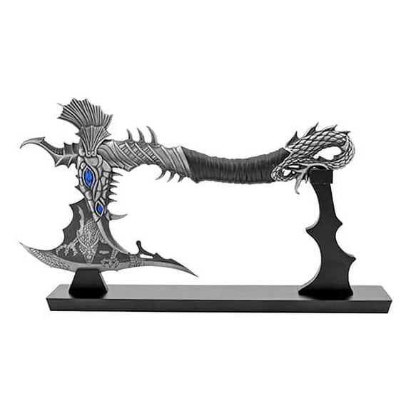 14.25" Comic Book Anime Blue Dragon Warrior Display Axe with...