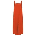 thumbnail image 4 of Summer Saving Wycnly Womens Jumpsuits Casual Loose Pocket Plus Size Cotton Linen Button Strap Jumpsuits Overalls Trendy Solid Square Neck Sleeveless Long Summer Rompers Orange xxxl, 4 of 4