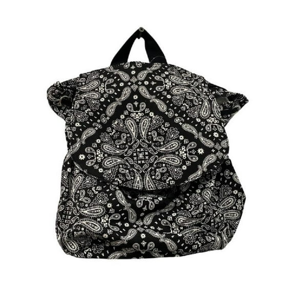 Victoria's Secret Pink Mini Canvas Backpack Black & White Bandana Paisley new