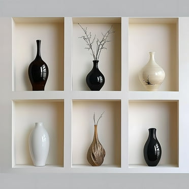 6PCS 3D vinyl removable vase wall stickers for bedroom and living room decoration