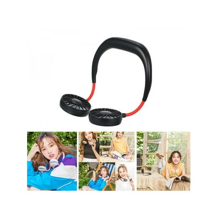 

Portable Mini USB Rechargeable Fan Neckband Lazy Neck Hanging Dual Fans Cooler