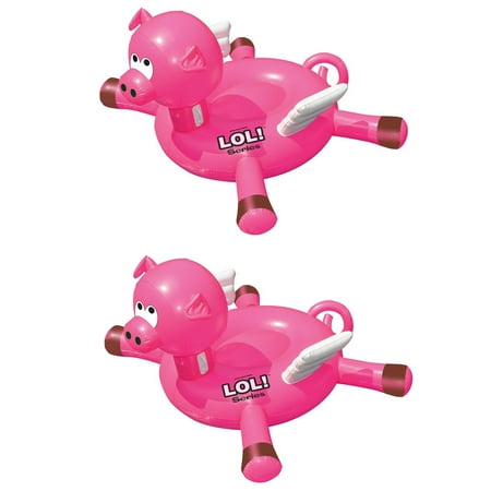 - Swimline LOL! Series Inflatable Ride-On Flying Pig Swimming Pool Float (2 Pack)