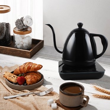 Ikan 0.8L Gooseneck Pour Over Coffee Kettle, Stainless Steel 800W Electric Coffee Kettle for Coffee Tea Brewing, with Temperature Control & Timer Function (Black)