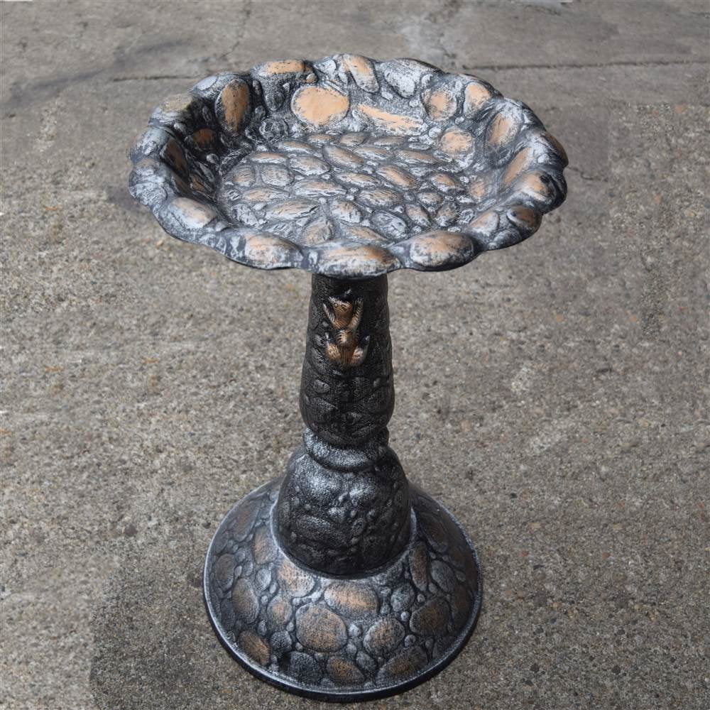 Rock Bird Bath in Antique Pewter Finish