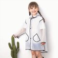 thumbnail image 6 of Hooded Transparent Raincoat Girl Boys Rain Coat Hooded Outdoors Clear Waterproof Kids Toddler Children's Rainwear Protective Covers,Black,L, 6 of 7