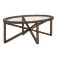 thumbnail image 5 of Tcbosik 46" Coffee Table with Glass Top, Oval Center Table with Wood Legs for Living Room, Cherry, 5 of 9