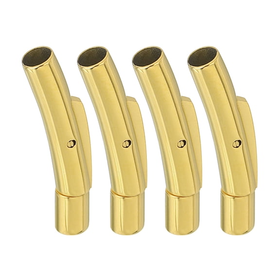 Uxcell 3mm Hole Column Clasps, 4 Pack Leather Cord End Clasp Connectors for Jewelry Making DIY, Gold(5mm)