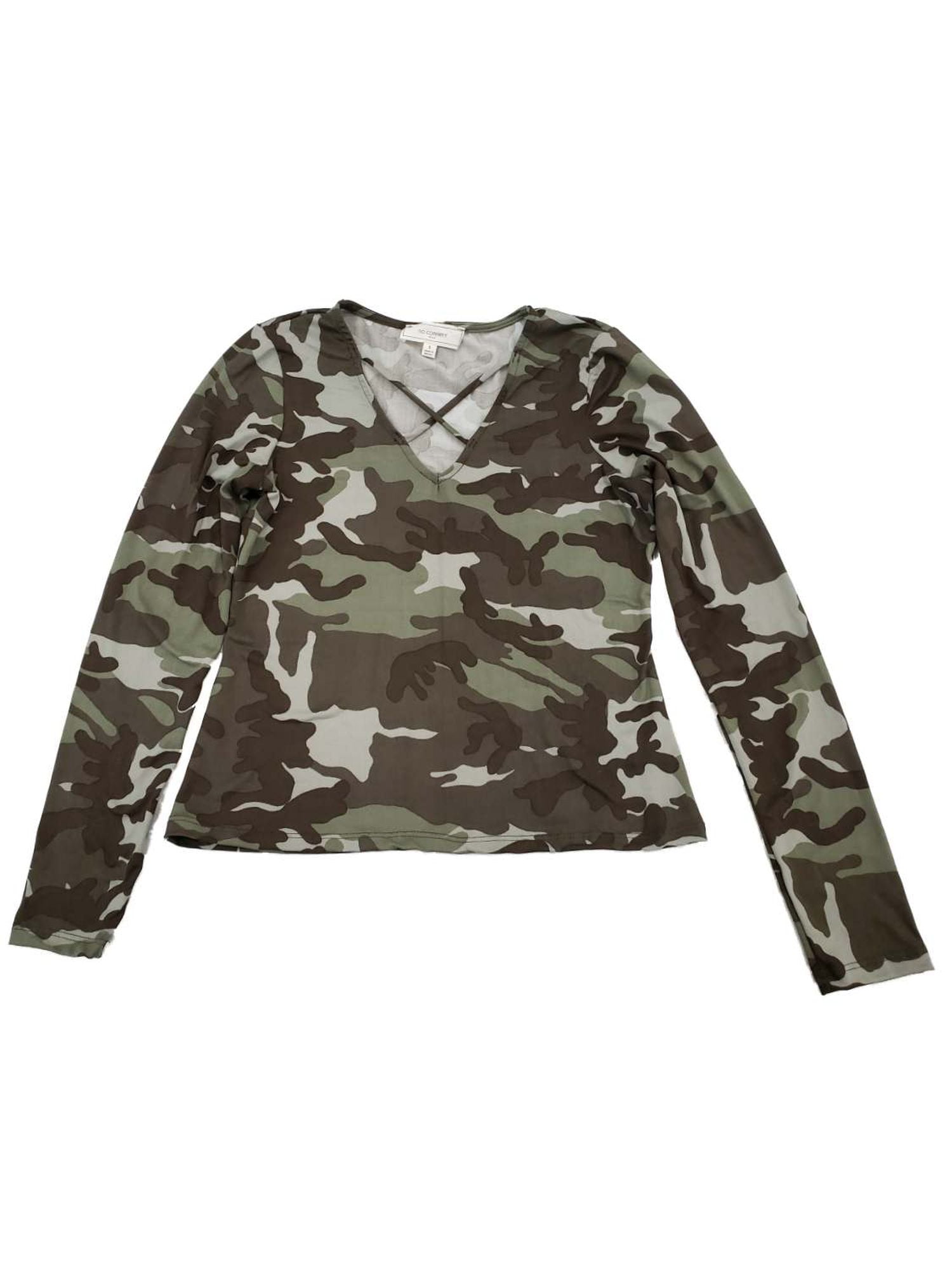 MILITARY SUMMER T-SHIRT CAMOUFLAGE TOP BLOUSE WOMENS LADIES OVERSIZE GREEN 