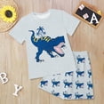 thumbnail image 2 of Baby Boy Outfits Toddler Boy Summer Outfits 2 Piece Cotton Short Sleeve Print Crewneck T Shirt Trendy Waist Shorts Set Beach Vacation, 2 of 6