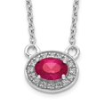 thumbnail image 1 of Diamond2Deal Collier Rubis en Or Blanc 14K 6x4 mm pour Femmes 18 Pouces, 1 of 5
