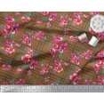 thumbnail image 3 of Soimoi Brown Cotton Duck Fabric Check & Floral Print Fabric by the Yard 42 Inch Wide, 3 of 3