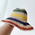 thumbnail image 5 of D-GROEE Women Straw Hat Wide Brim Beach Sun Cap Rainbow Colors Lady Bucket Hat for Travel Decoration Summer Vacation Soft Lightweight and Breathable, 5 of 7
