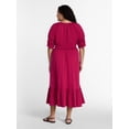 thumbnail image 2 of Terra & Sky Women’s Plus Scoop Neck Maxi Dress with Elbow Length Sleeves, Size 0X-5X, 2 of 4