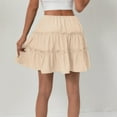 thumbnail image 5 of WTOBBY Women's High Waist Solid Color Summer Mini Skirt Anti-Static Lined Short Skirt with Built-in Shorts Casual Flowy A-Line Skirt for Daily Outing,Beige L, 5 of 5