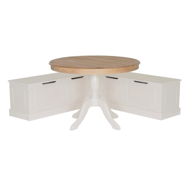 Riverbay Furniture Table d'Angle et Ronde de Rangement Blanche Sans Dossier en Bois Naturel