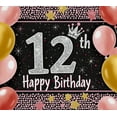 thumbnail image 4 of Sparkly 12th Birthday Backdrop Banner with Crown Balloons and Stars Party Supplies Photography Props Birthday Decoration Happy Birthday Decor Background for Photo Booth Party Decorations, 4 of 7