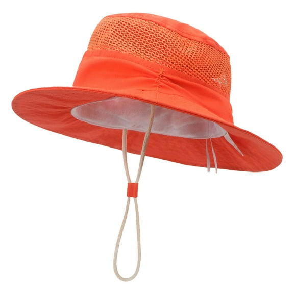 Gubotare Baby Boy Sun Hat Bucket Hat for Boys and Girls Travel Holiday Beach Sun Kids Bucket Hats (Orange,Size 12-24 Months)
