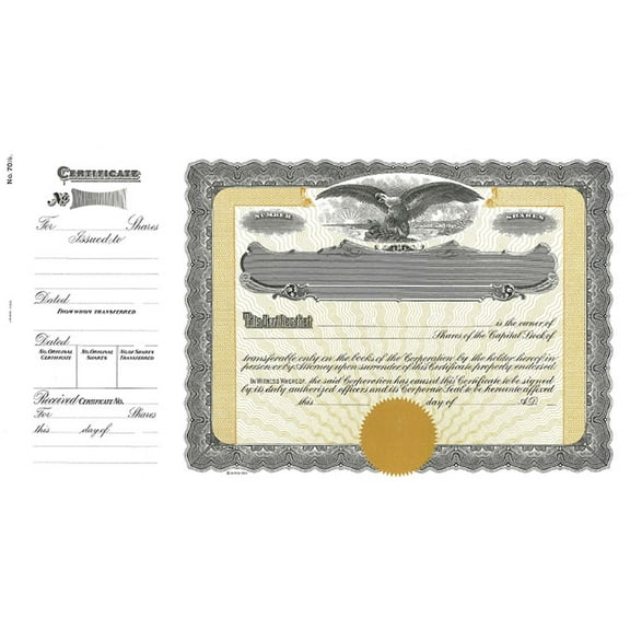 Goes 70-1/2 Stock Certificate, Corporate Stock Certificates, Size 8-1/2" x 15", Printable, Laser or Ink Jet Compatiable (Pack of 5)