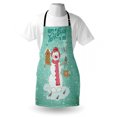 thumbnail image 3 of Snowman Apron Happy New Year Celebration with Cute Characters Smiling Snowman, Unisex Kitchen Bib Apron with Adjustable Neck for Cooking Baking Gardening, Seafoam Dark Coral Pale Brown, by Ambesonne, 3 of 3