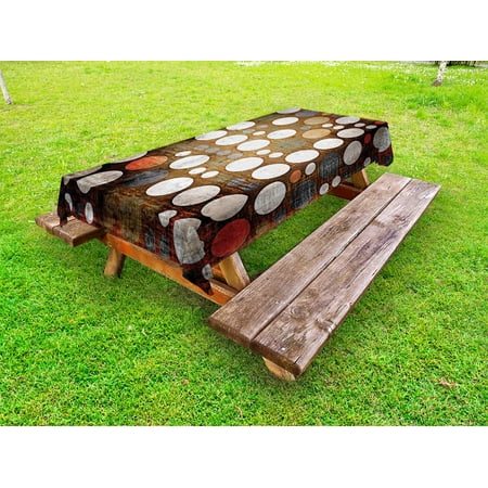 

Polka Dots Outdoor Tablecloth Retro Random Colorful Polka Dots Shapes with Grunge Murk Elements Boho Print Decorative Washable Fabric Picnic Tablecloth 58 X 120 Inches Multicolor by Ambesonne