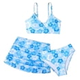 thumbnail image 2 of BXSRUTA Girls 6-14 Medium to Large Floral Print 3 Piece Bikini Swimsuit Set Tankini Top with Skirt Bottom Summer Beach Wear, 2 of 6