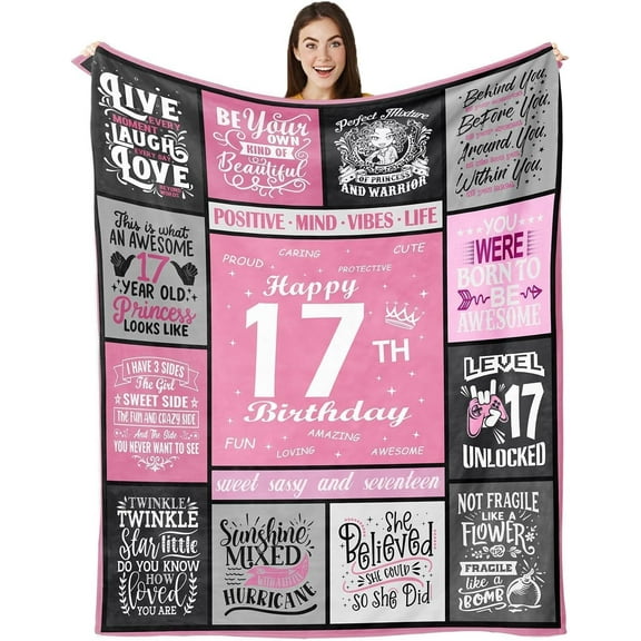 17 Year Old Girls Gift Ideas, Gifts for 17 Year Old Girl, 17th Birthday Gifts for Girls, Birthday Blanket for 17 Year Old Girls , 17th Birthday Decorations for Girls, 17th Throw Blanket
