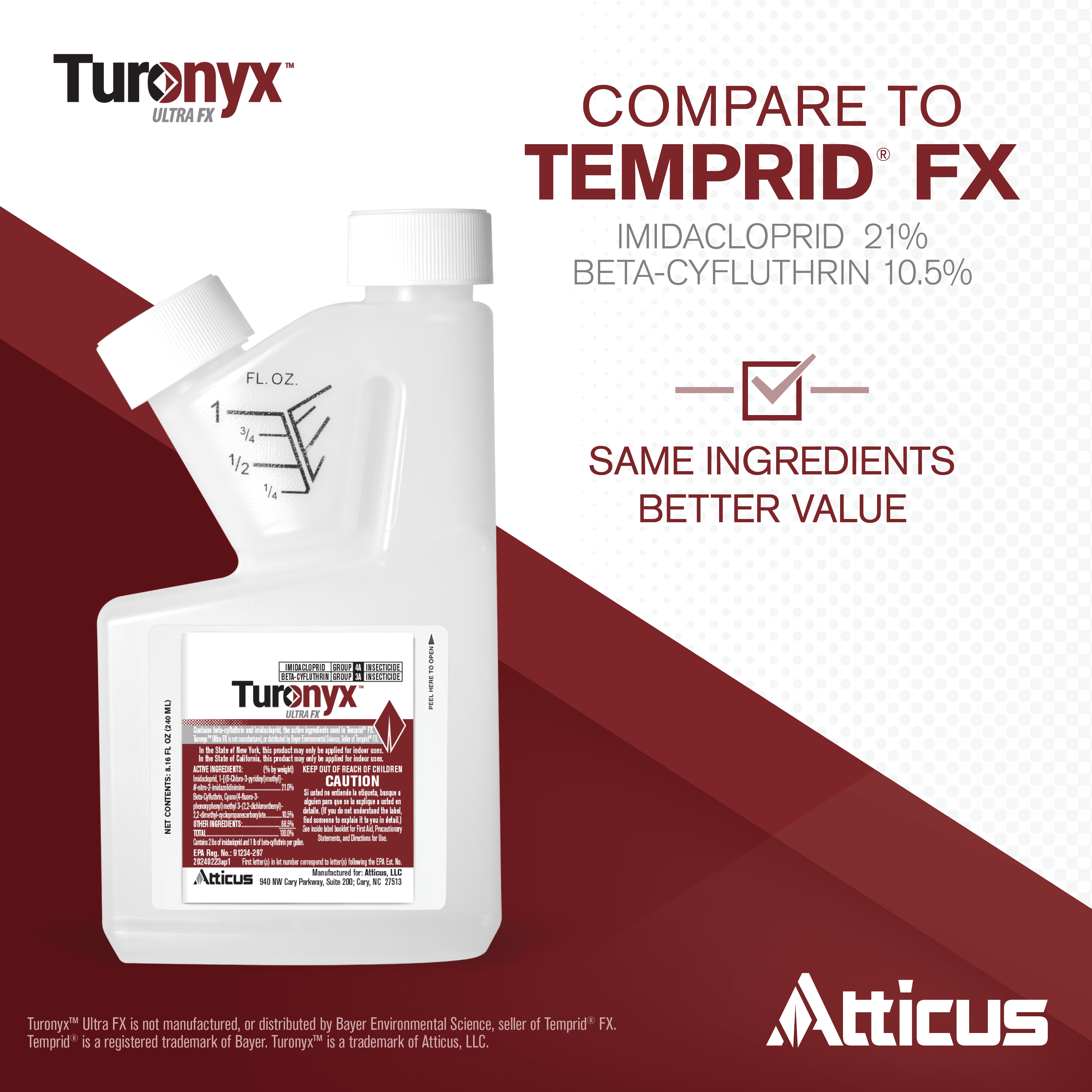 Turonyx Ultra FX Insecticide (240 mL) – (Compare to Temprid FX) – Pest Control for Indoor and Outdoor Use – by Atticus