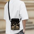 thumbnail image 3 of Psesaysky Cross Body Bags Golden Christmas Reindeer 2 Zippers Crossbody Wallet for Travel, Stretch Polyester Adjustable Lightweight Passport Purse, 3 of 8