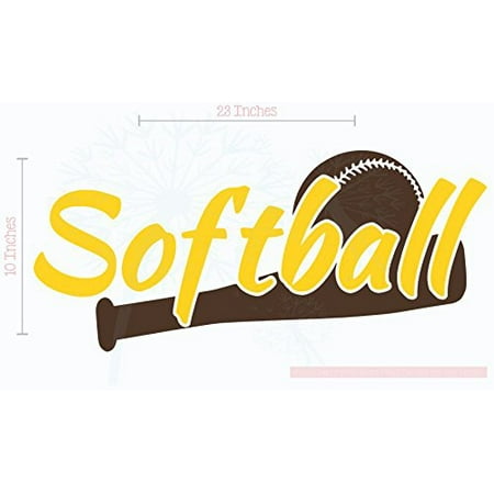 Bedroom Decor Softball With Bat Wall Decals Stickers 23x10 Inch