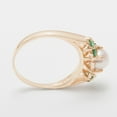 thumbnail image 3 of LBG British Made 9k Rose Gold Cultured Pearl & Emerald Womens Cluster Ring - 33 size options - Size 6.5, 3 of 6