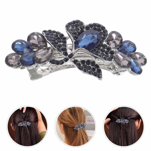 OFFIGAM Durable Blue Rhinestone Metal Hair Clip for Women's Stylish Hair Styling Accessories Ideal for Weddings and Daily Wear