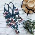 thumbnail image 4 of Gibobby Trajes de Baño Mujer Completos Conjunto de tankinis de traje de baño de una pieza alta con estampado de escote tropical abierto en la cintura tra(Blanco,XL), 4 of 5