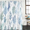 thumbnail image 2 of Blue Green Botanical Bathroom Shower Curtains with 12 Hooks Polyester Waterproof Shower Curtain for Stalls and Bathtubs Retro Summer Watercolor Leaf Plant Decorative Bathroom Curtain 36x72 Inches, 2 of 8