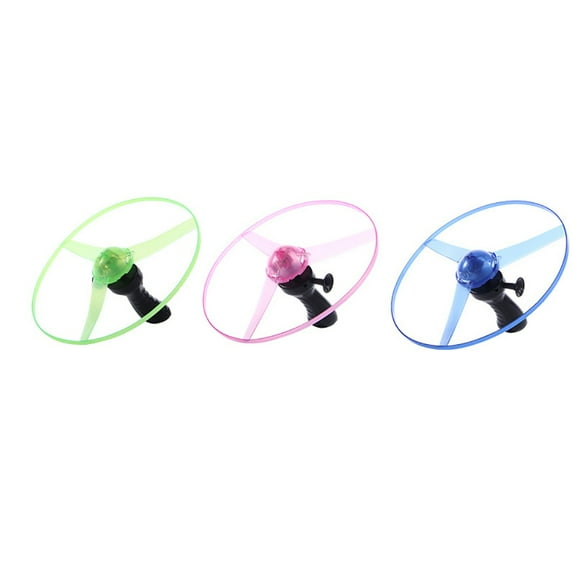 LED Light up Spinning Flying Disc Saucer Pull String Kids Toy Party Supplies