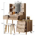 thumbnail image 2 of 7-Drawer Vanity Desk with LED Mirror & Carved Details, Fluted Makeup Table with Metal Legs and PU Stool, Carved Dressing Table with Jewelry Storage for Bedroom, 2 of 9