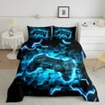 thumbnail image 3 of Manfei Game Console Bedding Twin Comforter Set for Boys Kids, Modern Video Game Bedding Sets, Neon Blue, Gamepad Reversible, 2-Piece, 3 of 9