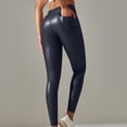 thumbnail image 5 of Women's High Waist Leather Pants Solid Skinny Trousers Plus Size Casual Bottom Pant, 5 of 7