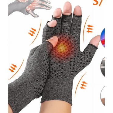 Copper Arthritis Gloves for Carpal Tunnel Pain Relief, Compression Gloves to Alleviate Hand Pain, Swelling, Fingerless Computer Typing Gloves for Rheumatoid, Tendonitis Women & Men