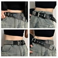 thumbnail image 3 of Punk Studded Belt For Men and Women, Rivet Gothic Belt with Bright Pyramid Leather PU Adjustable Belt Rock For Jeans, Studs,, 3 of 9