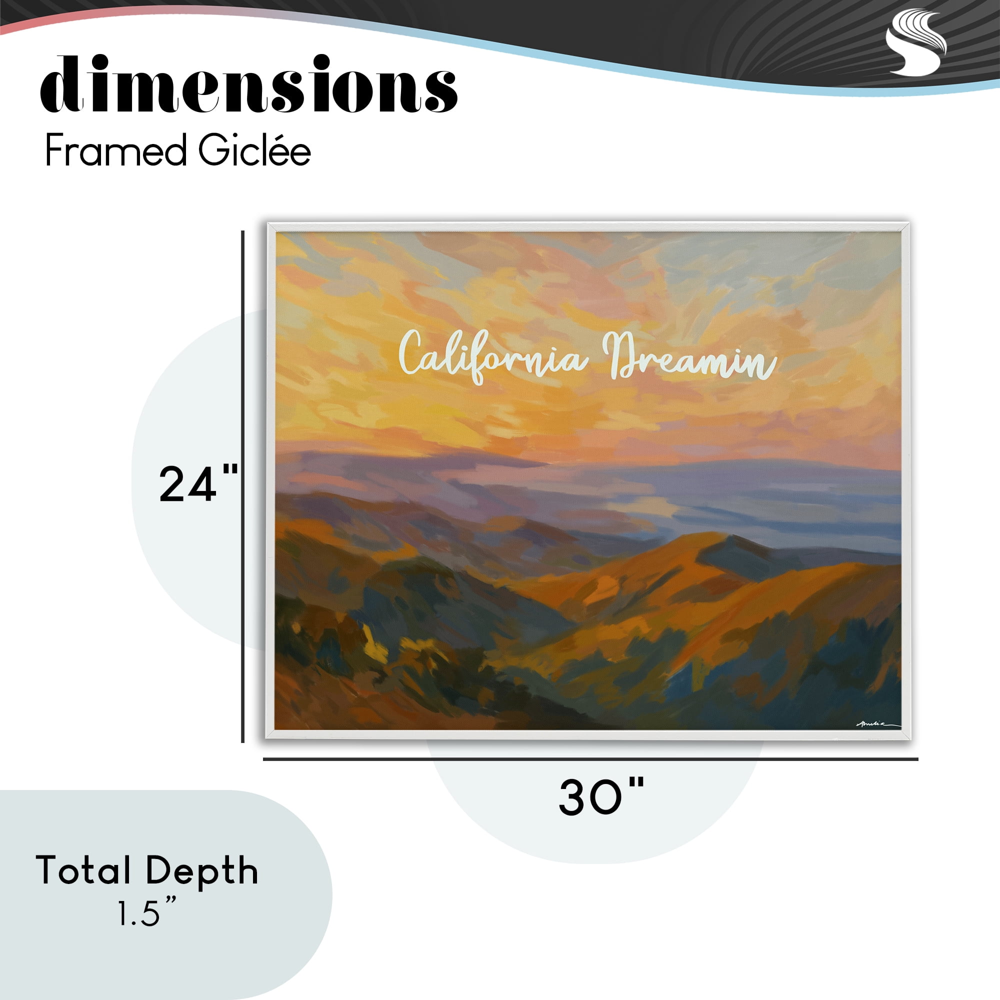 Stupell Industries California Dreamin' Mountains White Framed Giclee Art, design by Amelia Noyes