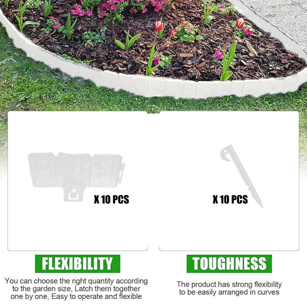 Landscape Edging Garden Border for Flowerbed Yard Anchoring Spikes Panels Decorative Rock Wall Edging