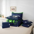 thumbnail image 6 of Feelyou Cartoon Football Soccer Twin Bedding Sets 7-Piece, Navy Green Stars Lines Bedding Comforter Set, Teens Kids Boys Girls Reversible Sheet Sets, Super Cozy Room Decor, 6 of 8