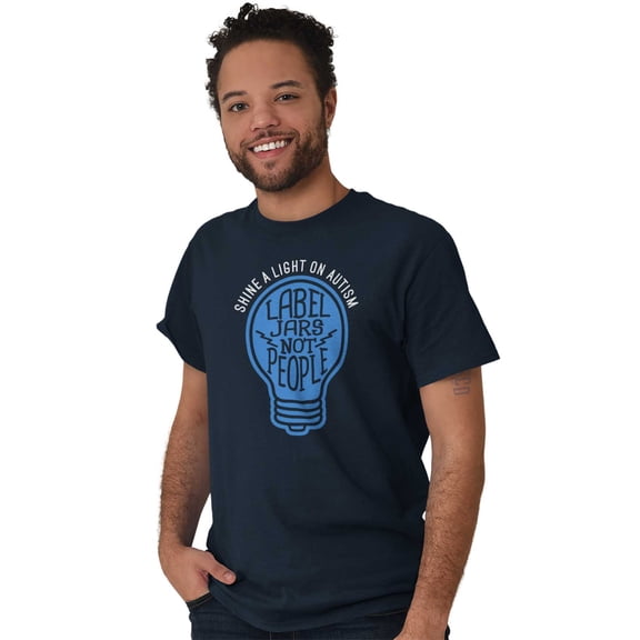 Shine a Light on Autism Bulb Symbol Men's Graphic T Shirt Tees Brisco Brands S